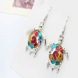 Multi-Color Tortoise Pendant Necklace Turtle Drop Hook Earrings Jewelry Set - ENSEIGNE DENIS