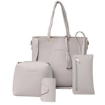4Pcs Luxury Fashion Women Tassels Wallet Card Holder Handbag Crossbody Bag Set