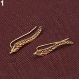 Women Punk Alloy Ear Cuffs Leaf Shape Ear Stud Earrings Fashion Accessories