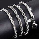 Women's Men's 925 Sterling Silver Twist Chain Necklace Charm Fashion Jewelry