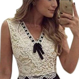 Women's Sexy Summer Lace Patchwork Sleeveless Evening Party Cocktail Mini Dress - ENSEIGNE DENIS