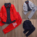 2pcs Toddler Baby Boys Kids Shirt Tops + Long Pants Clothes Outfits Gentleman Set