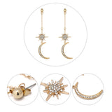 Fashion Rhinestone Star Crescent Moon Dangle Long Drop Earrings Women Jewelry