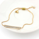 Women's Fashion Glitter Pave Bar Adjustable Drawstring Slider Bracelet Bangle