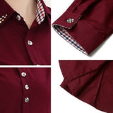 Women Office Career Formal Revit Studded Collar Button Up Blouse OL Shirt Top - ENSEIGNE DENIS