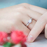 Women's Silver Plated Jewelry Finger Ring Zircon Inlaid Engagement Wedding Ring