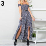 Women Sexy Floral Summer Off Shoulder Boho Long Maxi Evening Party Beach Dress