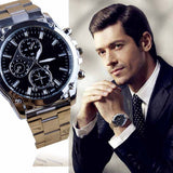 Luxury Men Business Sport Stainless Steel Quartz Analog Wrist Watch Xmas Gift - ENSEIGNE DENIS
