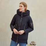 Casual hooded women winter coat parka Zipper pocket padded jacket coat