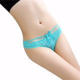 Sexy Women Briefs Solid Color Lace Floral Bowknot Low Rise Underwear Panties