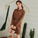 Hooded sweater dresses women short knitwear autumn basic dress solid
