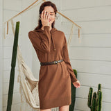 Hooded sweater dresses women short knitwear autumn basic dress solid