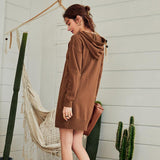 Hooded sweater dresses women short knitwear autumn basic dress solid
