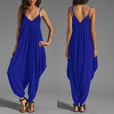 Women's Sexy Spaghetti Strap V-Neck Sleeveless Overall Long Jumpsuit Romper