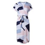 Women's Summer Short Sleeve Sexy V-Neck Casual Irregular Hem Slim Dress Gift