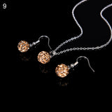 Lady Fashion Rhinestone Pendant Necklace Hook Earring Banquet Party Jewelry Set