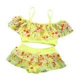 Summer Beach Girls Sweet Floral Pattern Spaghetti Straps Bikini Set Swimsuit