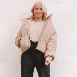 Solid Color Oversized Thick Parkas Zipper Pockets Overcoats