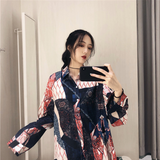 Loose printed shirt (Black One size)