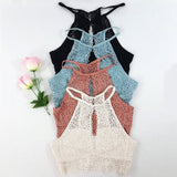 Women's Sexy Summer Sleeveless Blouse Casual Hollow Lace Vest Tank Crop Top