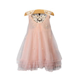 Cute Baby Girl Imitation Pearl Decor Sleeveless Loose Lace Flower Back Dress