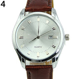 Men Casual Faux Leather Band Date Calendar Dial Analog Quartz Wrist Watch - ENSEIGNE DENIS