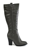 Block Heel Pleat Boot Grey