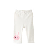 Lovely Rabbit Printed Cotton Middle Rise Half Length Kids Girls Leggings Pants