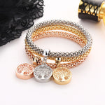 3Pcs/Set Women Fashion Owl Tree Bracelets Rhinestone Pendant Bangle Jewelry Gift - ENSEIGNE DENIS