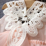 Cute Baby Girl Imitation Pearl Decor Sleeveless Loose Lace Flower Back Dress