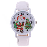 Women's Men's Santa Claus Christmas Faux Leather Analog Quartz Wrist Watch Gift