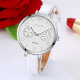 Women Fashion Simple Analog Quartz Slim Faux Leather Wrist Watch Decor Gift