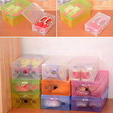 Candy Color Clear Plastic Shoebox Lady Stackable Shoes Storage Box Drawer Unit