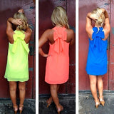Women's Casual Chiffon Tank Dress Sleeveless Back Bowknot Mini Party Vestido