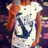 Women Fashion Casual Cotton Anchor Print Short Sleeve T-Shirt Summer Blouse Top - ENSEIGNE DENIS