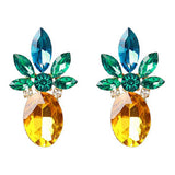 Lovely Shiny Glass Pineapple Fruit Ear Stud Earrings Women Girl Jewelry Gift