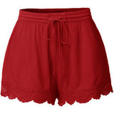 Fashion Solid Color Lace Drawstring Women's Summer Casual Loose Shorts Hot Pants