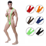 Men's Summer Solid Leopard Sling Swimsuit Beach Sexy Suspender Thong Mankini