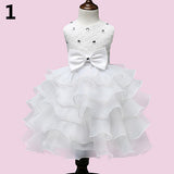 Girls Bowknt 5-Layer Skirt Princess Tutu Wedding Birthday Baptism Cake Dress