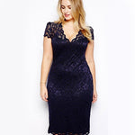 Women Fashion Sexy Hollow Out Lace Plus Size V-neck Vestidos Summer Dress - ENSEIGNE DENIS