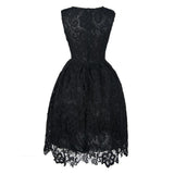 Sexy Women's Sleeveless Hollow Lace Patchwork A-Line Slim Dress Prom Party