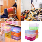 Candy Color Clear Plastic Shoebox Lady Stackable Shoes Storage Box Drawer Unit