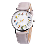 Fashion Birds Animal Round Dial Quartz Analog Women Date Shopping Wrist Watch