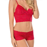 Sexy Women's Push-up Padded Nightwear Bra Set Solid High Waist Lace Underwear