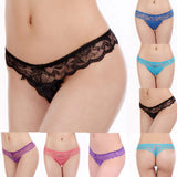 Sexy Floral Lace Women Panties Bowknot See Through Solid Color Briefs Underwear