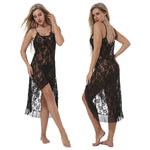 Women's Sexy Backless See Through Rose Lace Dress G-String Underwear Sleepwear - ENSEIGNE DENIS