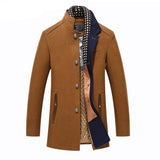 Thicker Mens Trench Coats 2017 Winter Long Wool Trench Coat Men Slim