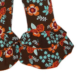 AnnLoren Girls Orange Pumpkin Autumn Floral Thanksgiving Tunic &