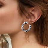 Women Fashion Punk Irregular Twisted Round Circle Hoop Earrings Jewelry Gift