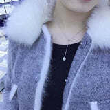 Women Fashion Adjustable Faux Pearl Pendant Necklace Collarbone Chain Jewelry